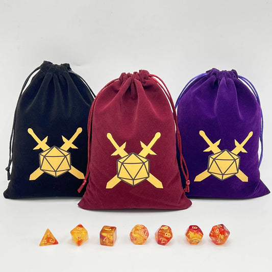 Arcane Vault — Large Embroidered Velvet Dice Pouch